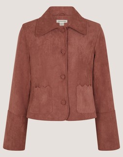 Sierra Scallop Faux Suede Jacket Pink