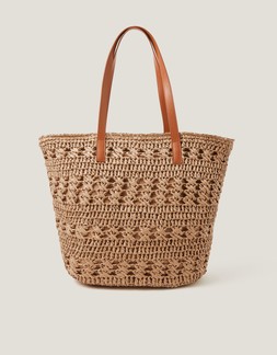 Amber Raffia Crochet Tote Bag