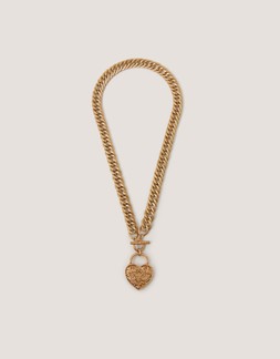 Heart Padlock T-Bar Necklace