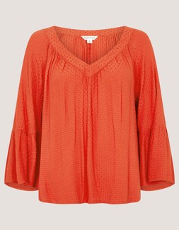 Kallie Dobby Blouse Orange