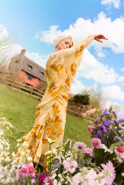 Joanna Ruffle Cape Chiffon Maxi Dress Ivory