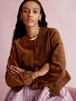 Isla Faux Suede Jacket Brown