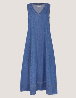 Tessa Sleeveless Denim Midi Dress Blue