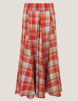 Cecily Check Midi Skirt Orange