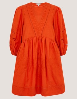Noelle Embroidered Mini Dress Orange