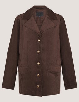 Eva Faux Suede Longline Jacket Brown