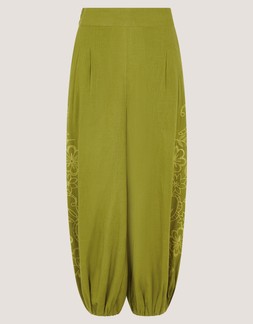 Effie Embroidered Harem Trousers Green