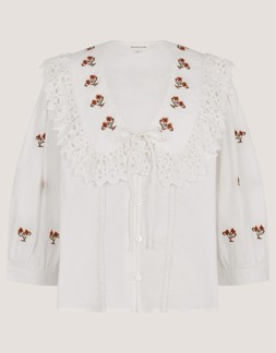 Jess Embroidered Broderie Shirt White