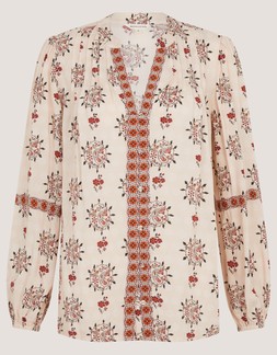 Carrie Print Blouse Ivory