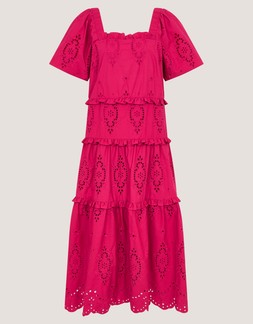 Brooke Cutwork Midi Dress Pink