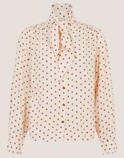 Esme Polka Dot Shirt & Scarf Ivory