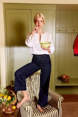 Hallie Regular Crop Wide Leg Jeans Blue