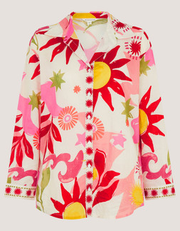 Anissa Sun Print Cotton Shirt Ivory