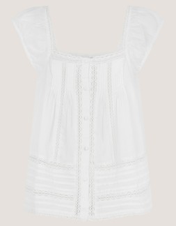 Olivia Lace Trim Top Ivory