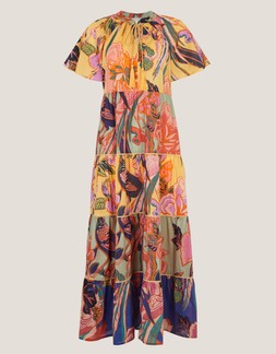 Carmen Floral Tiered Midi Dress Multi