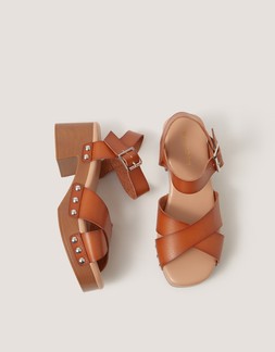 Alice Woven Heeled Clogs Tan