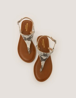 Immy Animal Print Leather Toe Post Sandals Natural