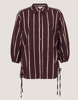 CALLIE STRIPE LONGLINE COLLARED SHIRT