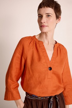 Gianna Linen Top Orange
