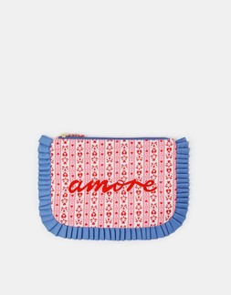 Heart Print Frill Edge Pouch