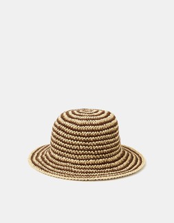 Stripe Raffia Bucket Hat