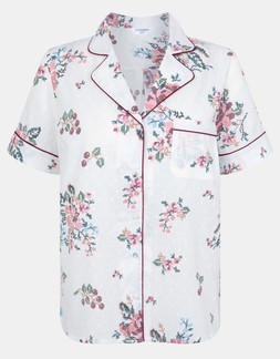 Ivory Floral Dobby Short Pyjamas Set