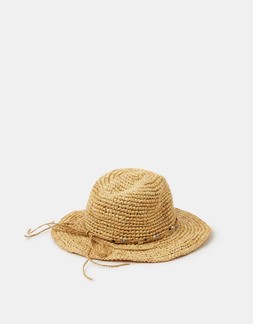 Beaded Trim Woven Hat