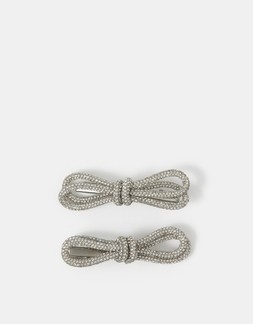 2-Pack Diamanté Bow Hair Clips