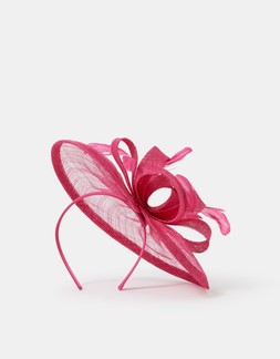 Bow Feather Disc Fascinator Pink