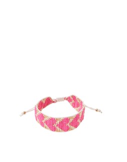 Woven Heart Beaded Bracelet Pink