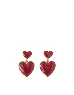 Enamel Heart Drop Earrings