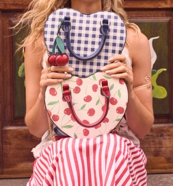 Cherry Print Heart Crossbody Bag