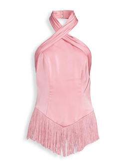 Michelle Keegan Feather Hem Halter Top - Peach €52 at Very.ie