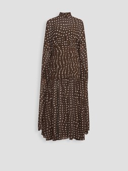 Michelle Keegan Polka Dot Cape Maxi Chiffon Dress - Brown Polka €100 at Very.ie