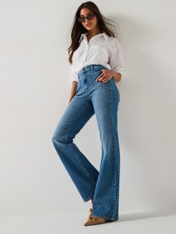 The Very Collection Flare Jeans With Front Patch Pockets - Mid Wash €48 at Very.ie