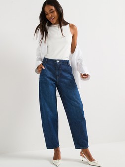 The Very Collection High Rise Barrel Leg Jeans - Dark Wash €38 at Very.ie
