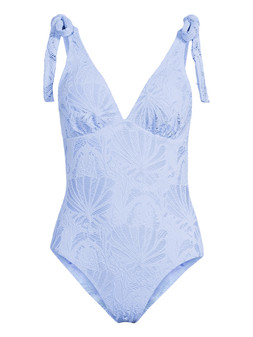 The Very Collection Textured Tie Shoulder Swimsuit - Blue €38 at Very.ie