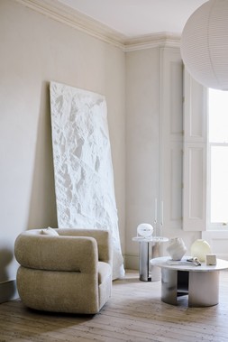 The Very Collection Swivel Accent Chair €454, Side Table €259, Coffee Table €349, Candle Holders (Set of 2) €24.99, Vases from €37.99, Table Lamp €62.99,Chain Ornament €69.99 at Very.ie