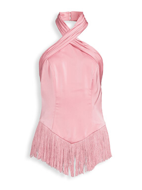 Michelle Keegan Feather Hem Halter Top - Peach €52 at Very.ie