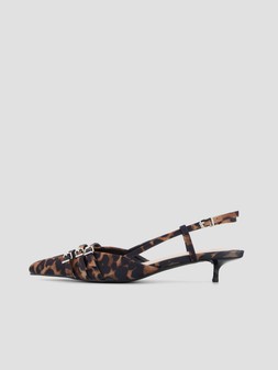 WNY5L The Very Collection Kitten Heel Sling Back Court Shoe Leopard £32