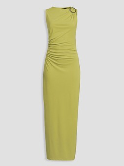 WXWAU The Very Collection Trim Detail Ruched Asymmetric Hem Maxi Dress Green £35