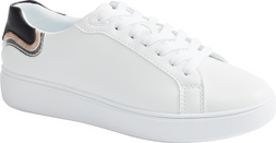 Deichmann White Cupsole Trainer with Black & Metallic Detail, &pound;24.99