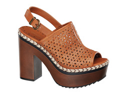 Tan backless platforms