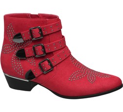 Deichmann Red Studded Ankle Boot