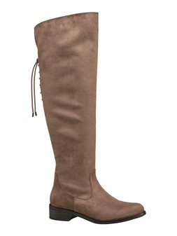 Beige knee high flute boots