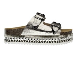 Deichmann Silver Platform Buckled Slider