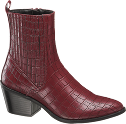 Deichmann Burgundy Croc Vero Moda Toa Western Ankle Boot