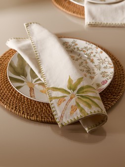 PRIMARK EDIT 2PK TROPICAL NAPKINS CREAM £8 €12 RON60 PLN50 CZK310