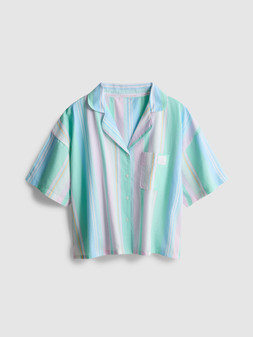 PRIMARK LOVE TO LOUNGE STRIPE PJ SHIRT LIGHT GREEN £12 €14 $17.50 RON70 PLN60 CZK365