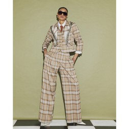934118- Check Pleat Wide Leg Trousers 3